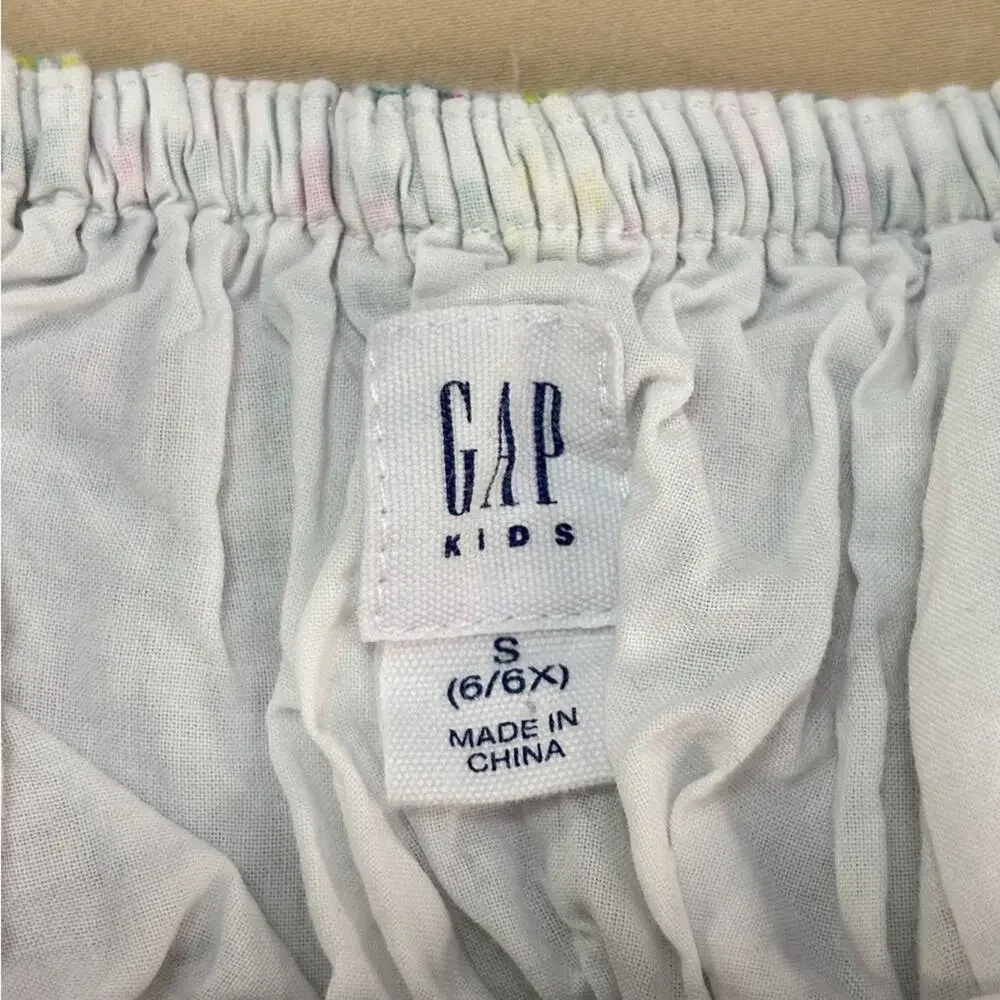GAP Kids White and Pink Floral Print Sleeveless Cotton Girls Dress Size Small